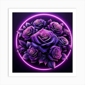 Purple Roses In A Circle Affiche