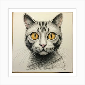 Cat With Yellow Eyes Art Print