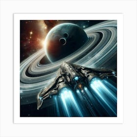 Spaceship In Space Art Print