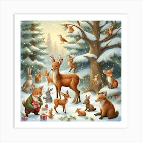 Christmas In The Forest Art Print