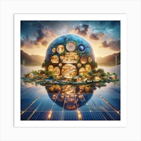 Planet With Solar Panels Art Print