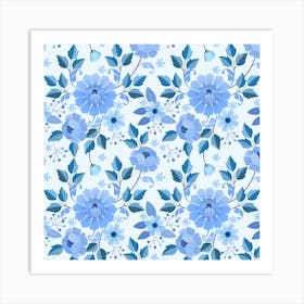 Blue Floral Pattern Affiche