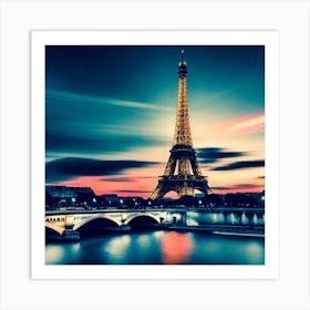 Eiffel Tower At Dusk 6 Art Print