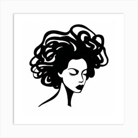 Portrait Of A Woman With Curly Hair 1 Art Print