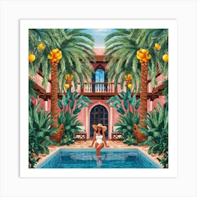 Moroccan Oasis Tranquil Retreat By The Pool (7) Art Print