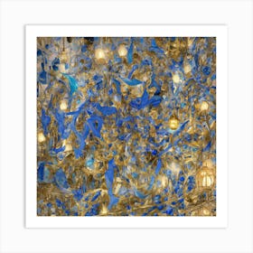 Blue Glass Chandelier Art Print