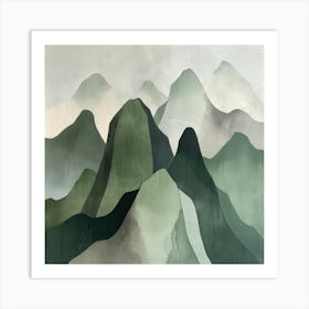 Japanese Watercolour Of Mount Hakuba 1 Art Print