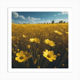 Field Of Yellow Flowers 34 Art Print