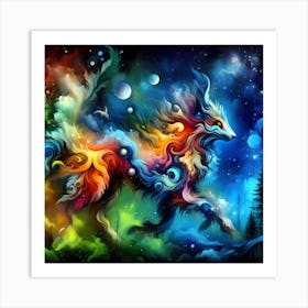 Psychedelic Fox Art Print