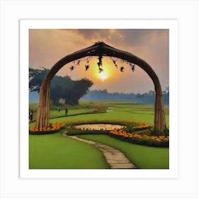 Sunset In A Garden Art Print