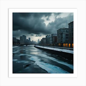 City Under A Stormy Sky Art Print