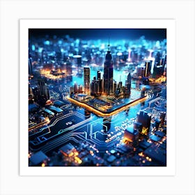 Cityscape At Night 2 Art Print