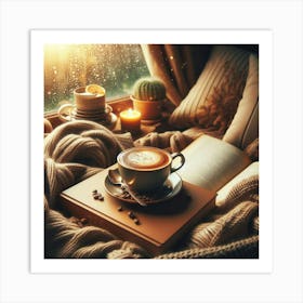 Coffee Cup On A Window Seat Art Print