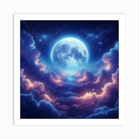 Full Moon In The Clouds Art Print