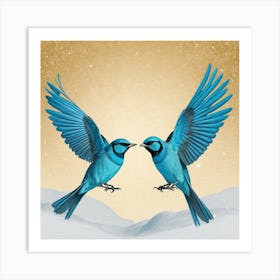 Blue Birds In Flight abstract Art Print