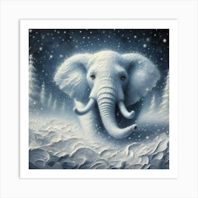 Elephant In Snow 2 Art Print