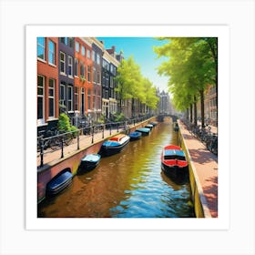 Sunny Canals Cape Vibrant Amsterdam Summer Art Print 3 Art Print