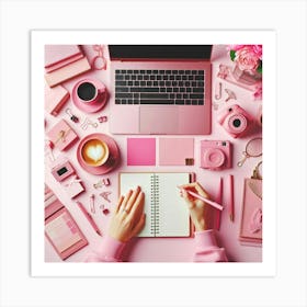 Pink Desk Art Print