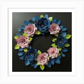 Paper Rose Wreath Art Print