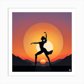 Silhouette Of A Ballerina At Sunset Art Print