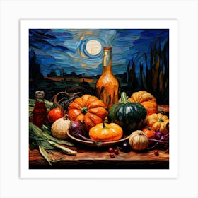 Pumpkins At Night Art Print