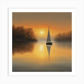 Sailboat At Sunset 3 Art Print