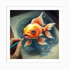 Goldfish Drawing 9 Art Print