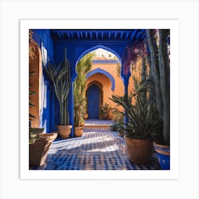 Blue Doorway In Morocco Art Print