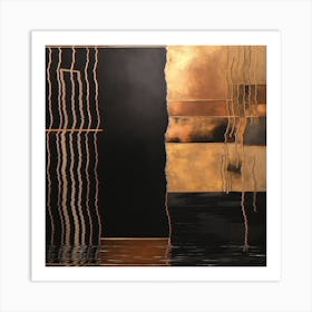 Abstract Gold And Black Painting Black And Gold Wall Art Art Print