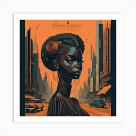 African Woman In City Art Print