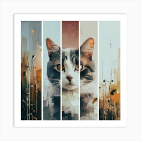 Cat In The Field Art Print