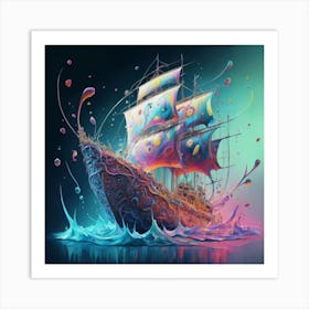 The ship is in neon colors 1 Art Print