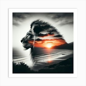 Lion and sunset coast 2 Art Print