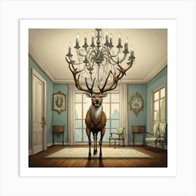 Deer In A Room 13 Art Print