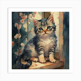 Kitten In The Window Art Print