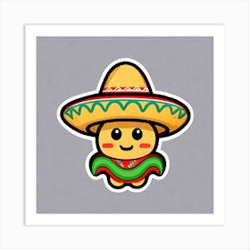 Mexican Taco With Mexican Sombrero Sticker 2d Cute Fantasy Dreamy Vector Illustration 2d Flat (38) Art Print