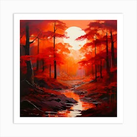 Sunset In The Forest Art Print