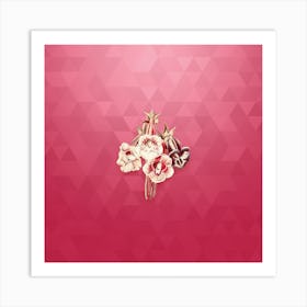 Vintage Gloxinia Flower Botanical in Gold on Viva Magenta n.0586 Art Print