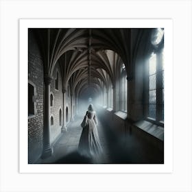 Woman In A Dark Hallway Art Print
