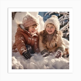 Children Playing In The Snow Art Print