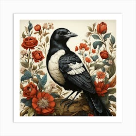 Folk Bird Illustration Magpie Art Print 1 Art Print