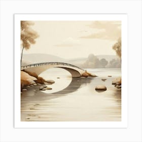 Bridge Over The River beige 1 Art Print