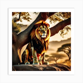 Lion In The Savannah 11 Art Print