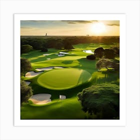 Golf Course At Sunset 9 Art Print