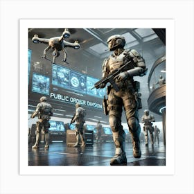 A Detailed Futuristic Scene Showing The Role Of Th Art Print