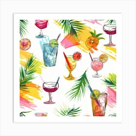 Seamless Pattern With Tropical Drinks 10 Art Print