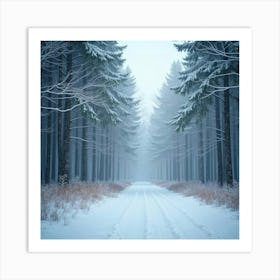 Gentle Snowfall Over A Serene Winter Forest Scene 1 Art Print