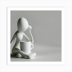 Person With A Cup Of Coffee Art Print