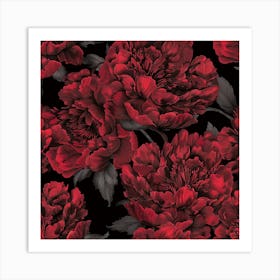 Peonies On Black Art Print