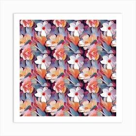 Blossoms in Peach and Gray Art Print